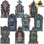 9 Pack Halloween Tombstones for Spooky Yard Decor