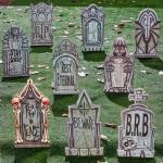 9 Pack Halloween Tombstones for Spooky Yard Decor