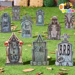 9 Pack Halloween Tombstones for Spooky Yard Decor