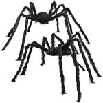 5 Ft Hairy Black Spider Halloween Decorations - 2 Pack