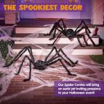 5 Ft Hairy Black Spider Halloween Decorations - 2 Pack