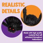5 Ft Hairy Black Spider Halloween Decorations - 2 Pack