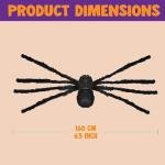 5 Ft Hairy Black Spider Halloween Decorations - 2 Pack