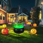 Large Witch Cauldron with Skeleton for Halloween Decor