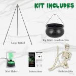 Large Witch Cauldron with Skeleton for Halloween Decor