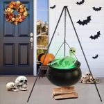 Large Witch Cauldron with Skeleton for Halloween Decor