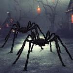 5 Ft Hairy Black Spider Halloween Decorations - 2 Pack