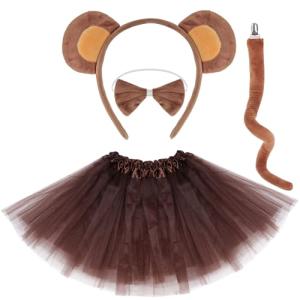 Monkey Costume Set with Ears, Tail, and Tutu