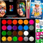 Zenovika Kids Face Painting Kit – 24 Colors & Stencils