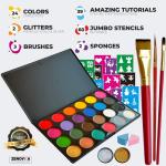 Zenovika Kids Face Painting Kit – 24 Colors & Stencils