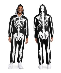 Men's Comfy Skeleton Jumpsuit with Hood