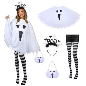 4 Piece Women's Ghost Costume Set for Halloween