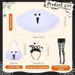 4 Piece Women's Ghost Costume Set for Halloween