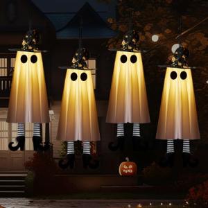 Spooky Hanging Ghosts with Lights – 4 Pack
