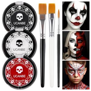 Goth White Foundation & Black Red Face Paint Set