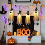 Spooky Hanging Ghosts with Lights – 4 Pack