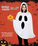 Adult Ghost Poncho Costume with Hood for Halloween