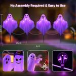 Solar Ghost Halloween Lights: 4 Pack, 60 LEDs