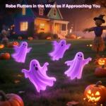 Solar Ghost Halloween Lights: 4 Pack, 60 LEDs