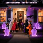 Solar Ghost Halloween Lights: 4 Pack, 60 LEDs