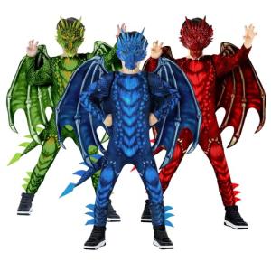Kids Blue Dragon Costume with Wings for Halloween