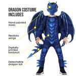 Kids Blue Dragon Costume with Wings for Halloween