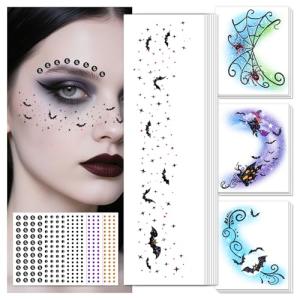 Halloween Glitter Face Tattoos & Gems Makeup Kit