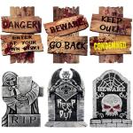 6 Pack Scary Outdoor Halloween Tombstones and Signs