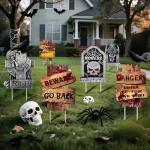6 Pack Scary Outdoor Halloween Tombstones and Signs