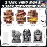 6 Pack Scary Outdoor Halloween Tombstones and Signs