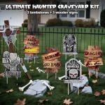 6 Pack Scary Outdoor Halloween Tombstones and Signs