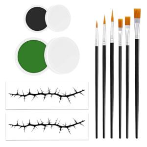 Dark Green Halloween Face Paint Kit with Tattoos
