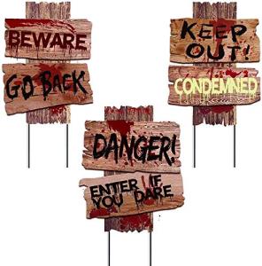 Scary Zombie Vampire Yard Signs - 3 Pack