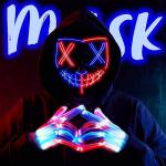 LED Halloween Mask and Gloves Set, 3 Modes