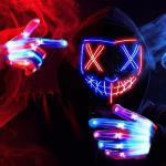 LED Halloween Mask and Gloves Set, 3 Modes