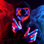 LED Halloween Mask and Gloves Set, 3 Modes
