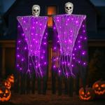 2 Pack Hanging Ghost Skeleton Halloween Decorations