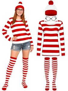 Women's XL Red and White Striped Halloween Costume Set