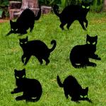 6 Pack Glow in the Dark Black Cat Yard Signs