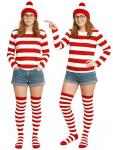 Women's XL Red and White Striped Halloween Costume Set