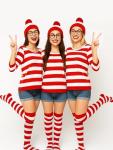 Women's XL Red and White Striped Halloween Costume Set