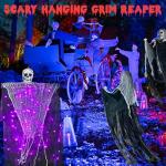 2 Pack Hanging Ghost Skeleton Halloween Decorations