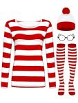 Women's XL Red and White Striped Halloween Costume Set