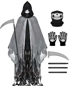 Adult Grim Reaper Costume with Scythe and Mask