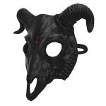 Creepy Black Goat Skull Mask with Ram Horns