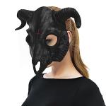 Creepy Black Goat Skull Mask with Ram Horns