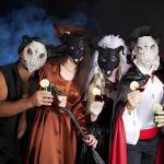 Creepy Black Goat Skull Mask with Ram Horns