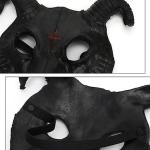 Creepy Black Goat Skull Mask with Ram Horns