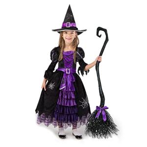 Cute Kids Witch Dress with Broom Costume Set