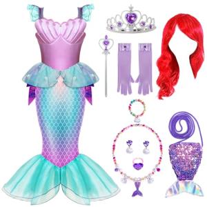 Purple Mermaid Costume for Girls 4-14 Years